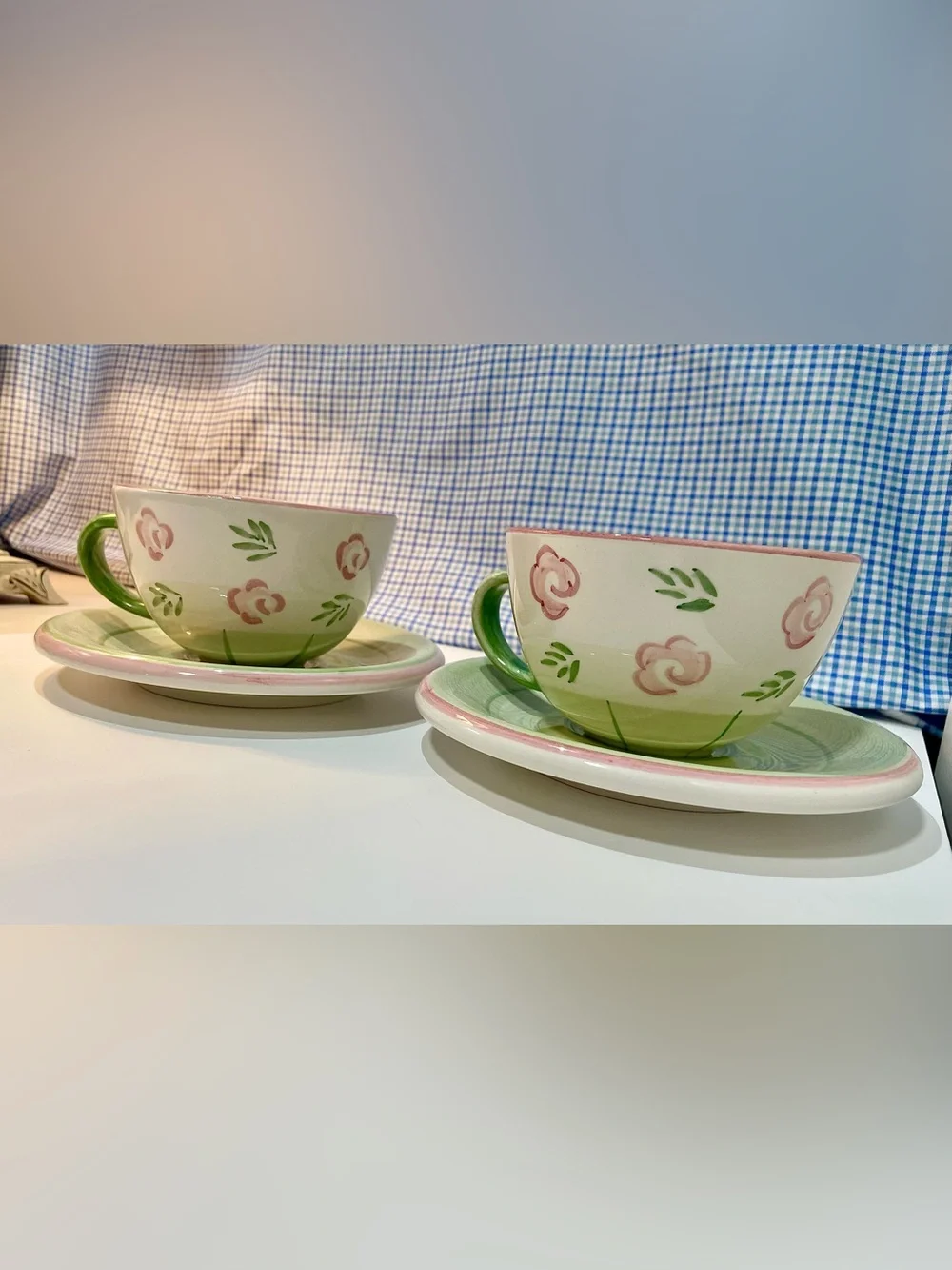 Bella Ceramica “Pastis” Tea Set – 2 Teacups & 2 Saucers | Hand-Painted